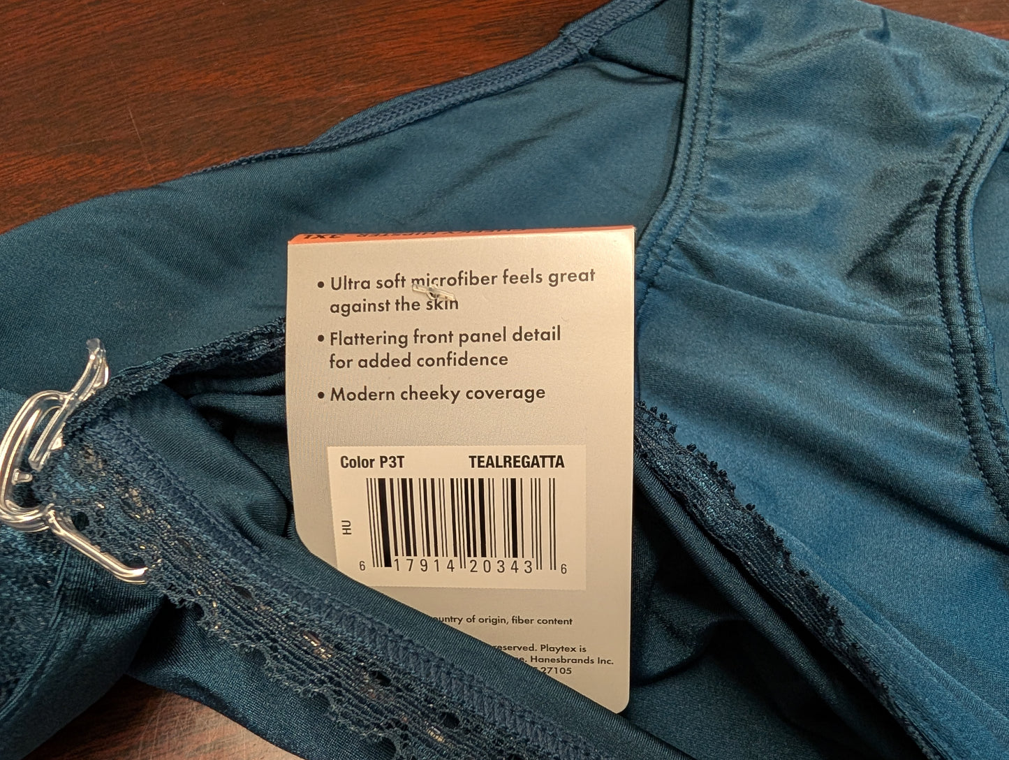Playtex Women's Incredibly Smooth Cheeky Hipster Panties Underwear Teal 3XL 3X