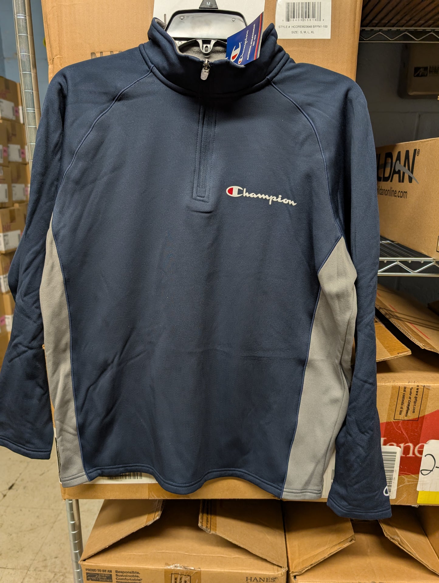 Champion S230 Men's Double Dry Colorblock 1/4 Zip Jacket Pullover Navy (Only Medium Left)