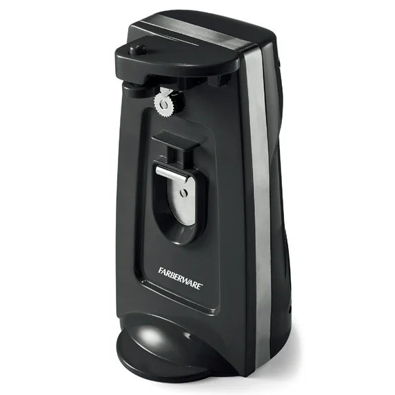 Farberware Electric Can Opener & Knife Sharpener, Bottle Opener with Removable Cutting Lever Black