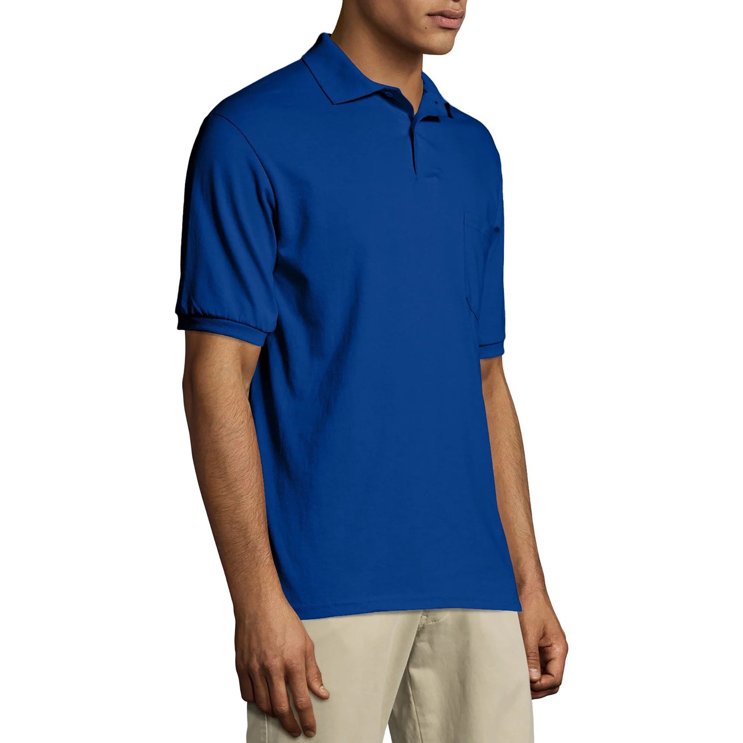 Hanes 0504 Men's Ecosmart Jersey Polo Shirt with Pocket (Only Large & 4X Left)