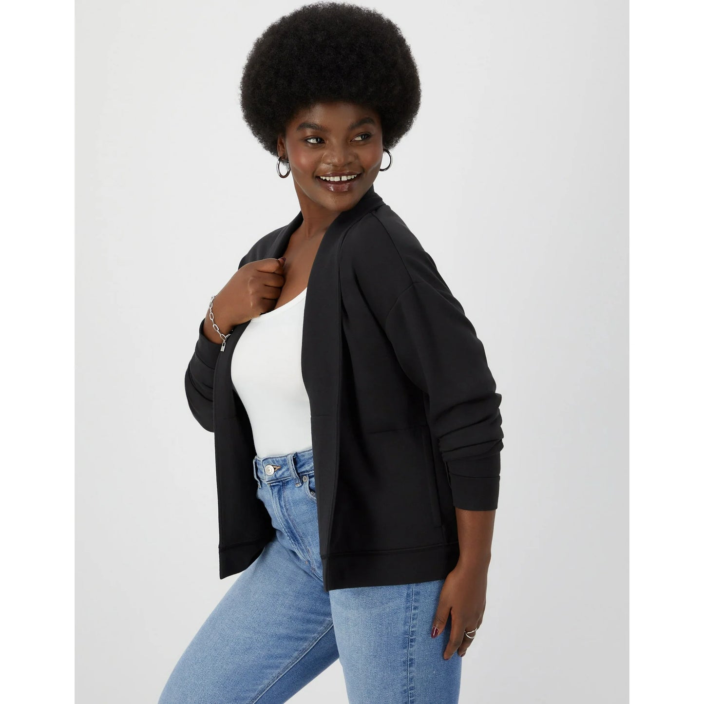 Hanes OG163 Women's Originals Soft Brushed Fleece Cardigan Black (Pick Size)