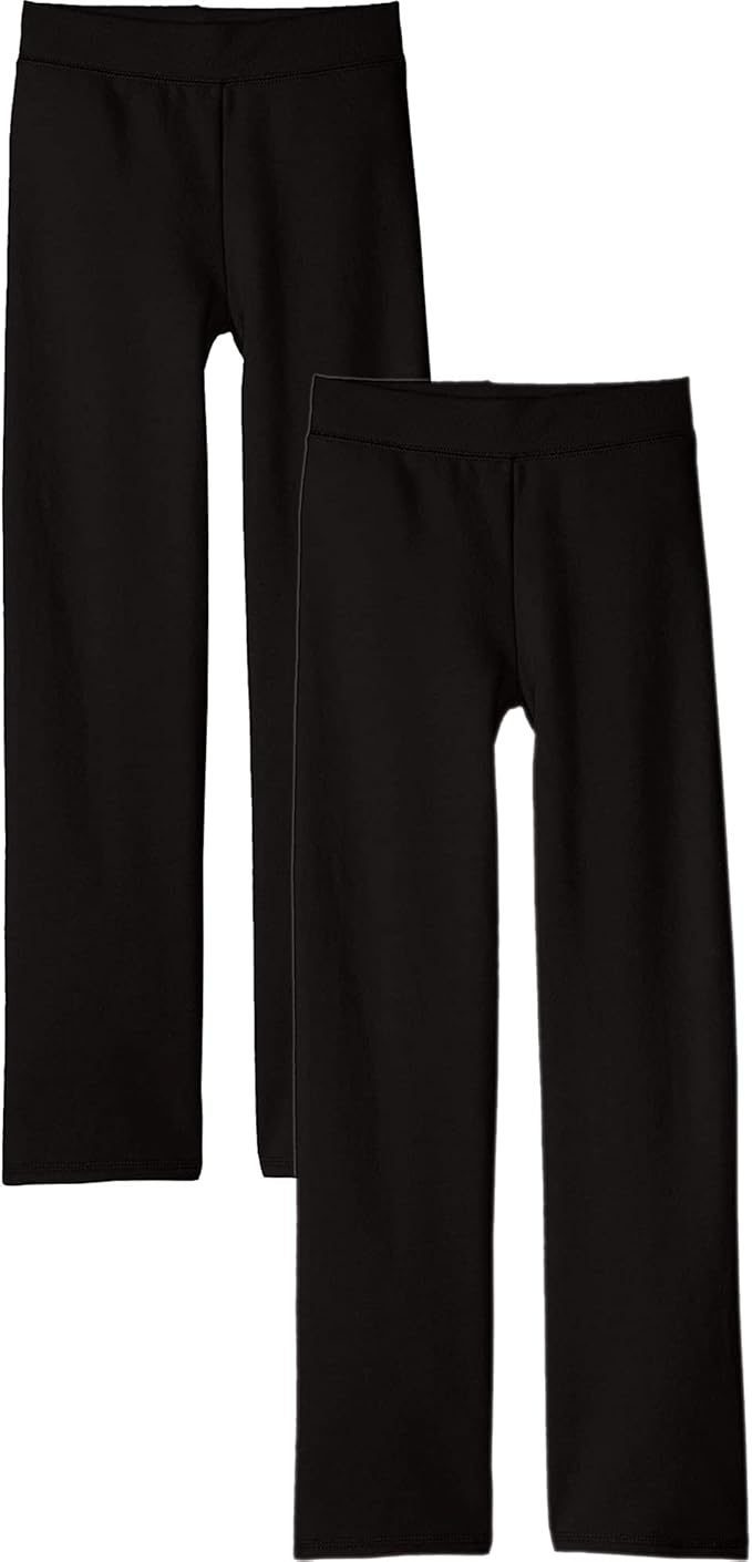Hanes OK2822 Hanes Girls' Open Leg Fleece Sweatpant 2-Pack Black (Pick Size)
