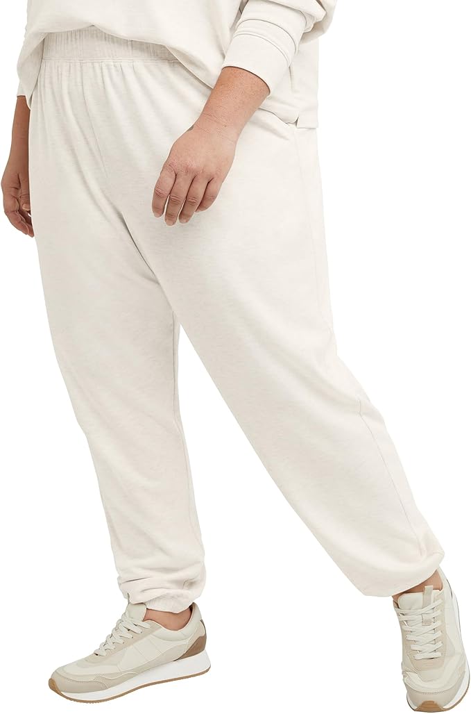 Hanes Originals Women's Plus Size Fleece Joggers Soft-Brushed Sweatpants Loungewear Wheat Heather (Pick Size 2X-4X)