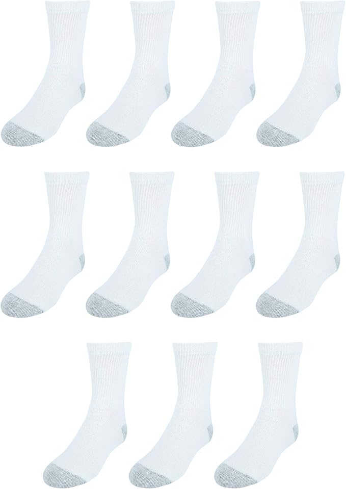 Hanes 421/11 Boys EZ-Sort 11-Pack Crew Socks White Fits Shoe Sizes 4.5 - 8.5