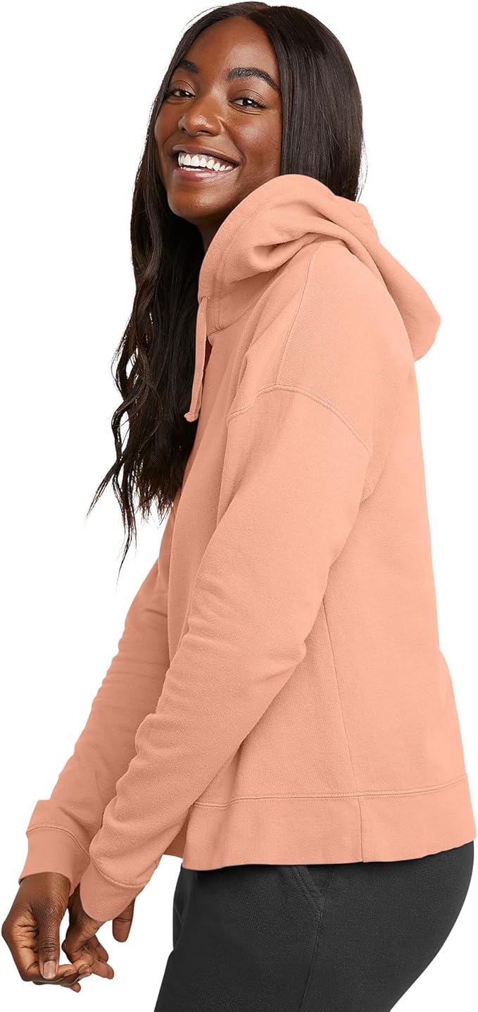Hanes GDH430 Women's Originals Garment Dyed Hoodie Pullover Canteloupe (Pick Size)