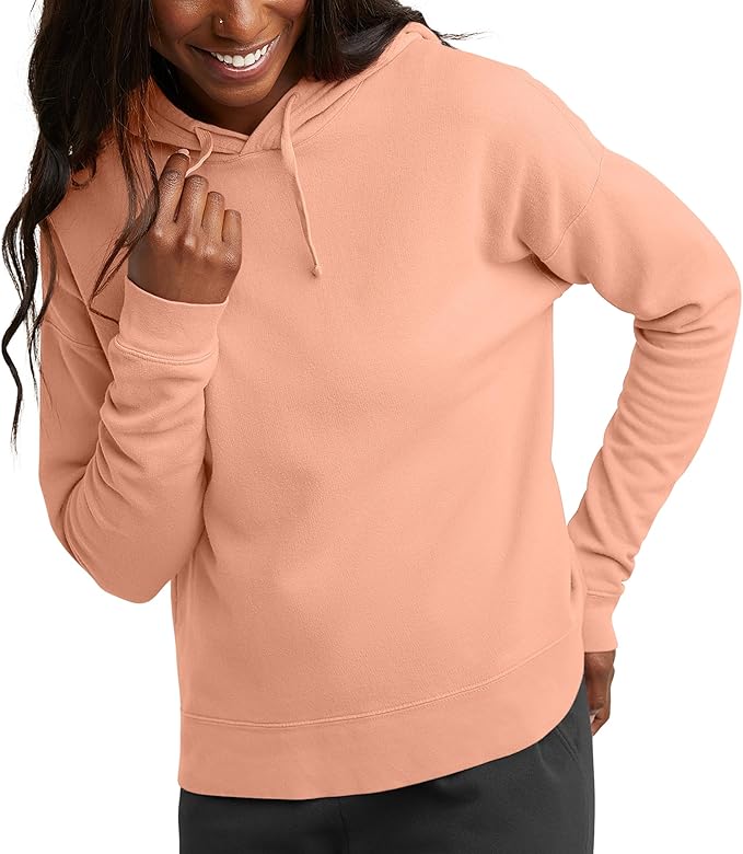 Hanes GDH430 Women's Originals Garment Dyed Hoodie Pullover Canteloupe (Pick Size)
