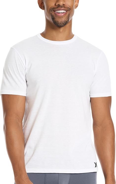 Hurley Men's 3 Pack Cotton Crewneck Short Sleeve WHITE T-Shirt (Pick Size)