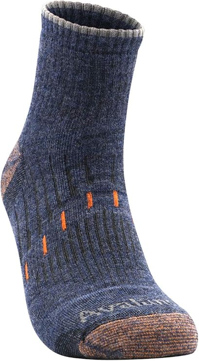Avalanche Men's Odor Resistant Copper Wool Blend Quarter Socks 2-Pack Navy & Charcoal Shoe Sizes 6-12