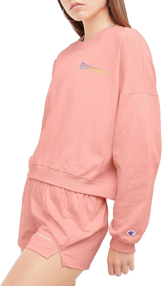 Champion W6189G Women's Midweight Long Sleeve Tee Shirt Medium Sugar Peach