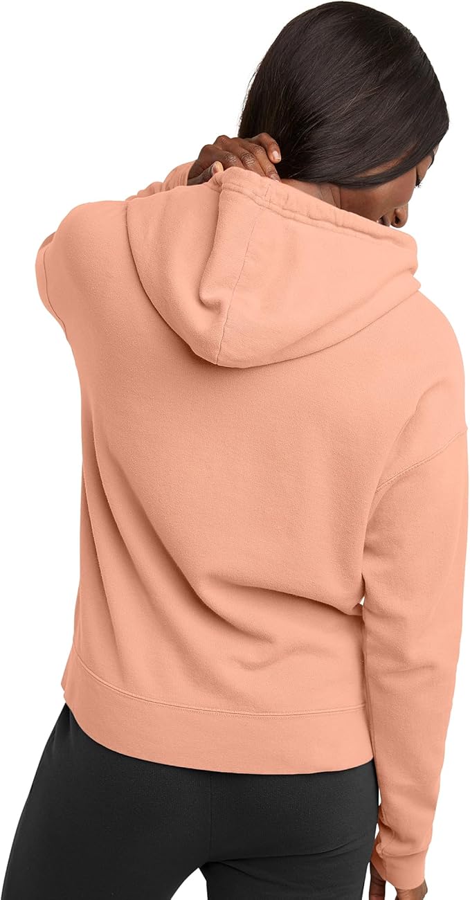 Hanes GDH430 Women's Originals Garment Dyed Hoodie Pullover Canteloupe (Pick Size)