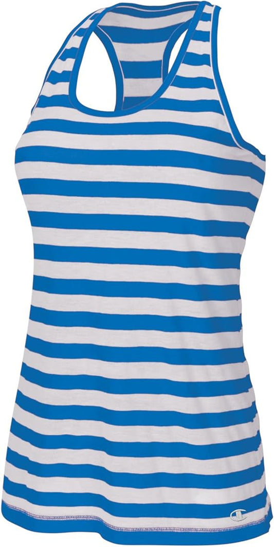 Champion W7644 Champion Authentic Women's Striped Tank Blue Breeze (Pick Size)