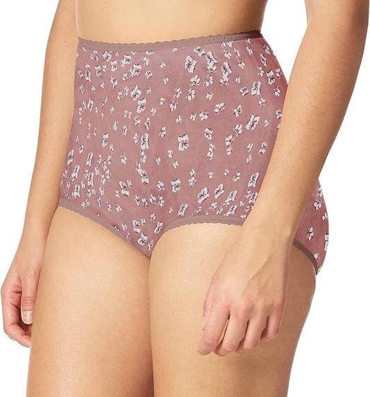 Bali Women's Skimp Skamp Panty, Smoothing Stretch Brief Smokey Purple Floral Size 7 Large