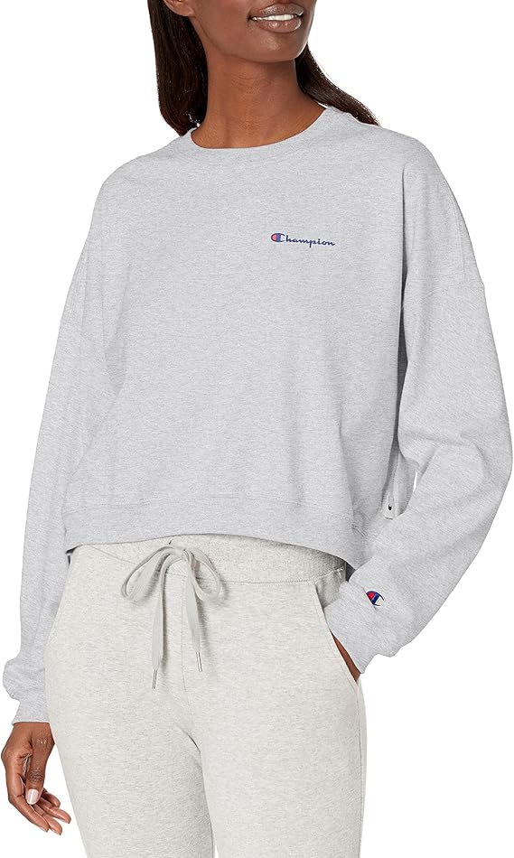 Champion W6189G Women's Midweight Long Sleeve Tee Shirt XX-Large 2XL Oxford Gray