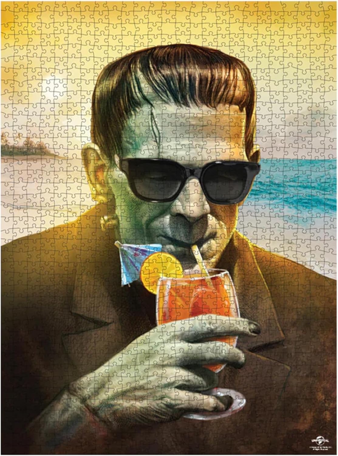 Trick Or Treat Studios Universal Monsters Frankenstein at The Beach 1000 Piece Jigsaw Puzzle