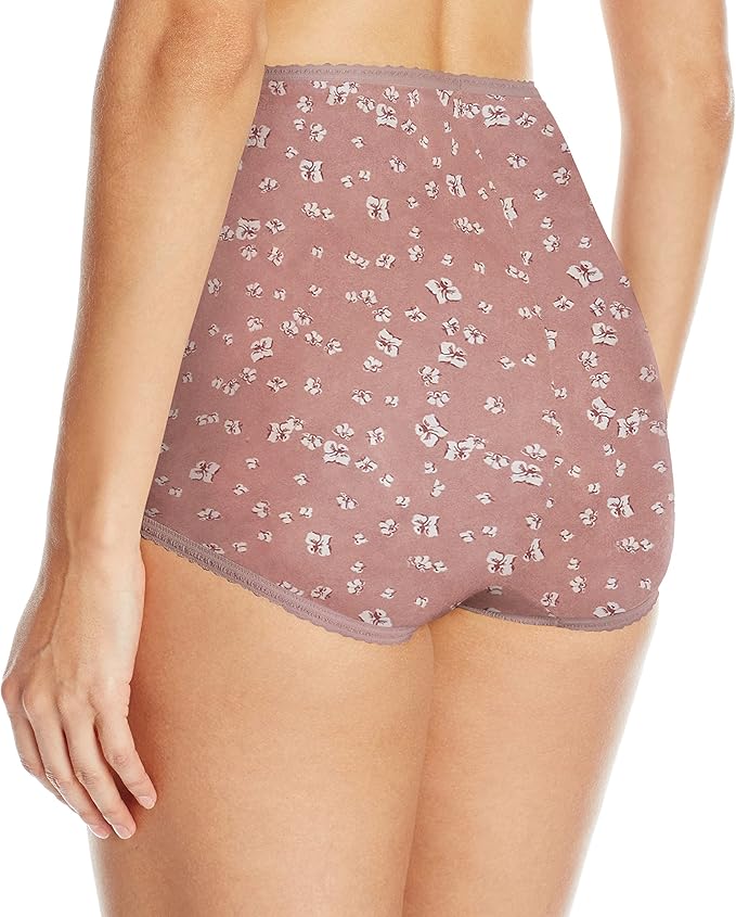 Bali Women's Skimp Skamp Panty, Smoothing Stretch Brief Smokey Purple Floral Size 7 Large