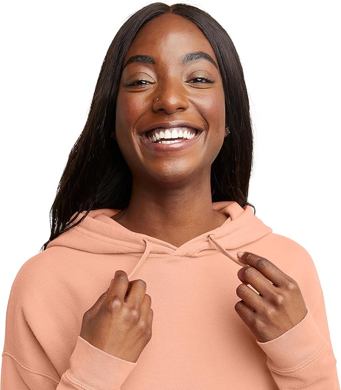 Hanes GDH430 Women's Originals Garment Dyed Hoodie Pullover Canteloupe (Pick Size)