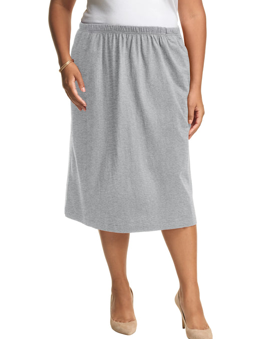 JMS Knit Studios Jersey Lightweight Matchable Plus Size A-Line Skirt 100% Cotton Gray Heather (Pick Size 1X-5X)
