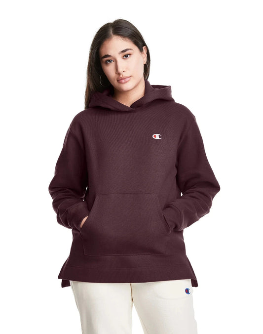 Champion WL9300 Women's Reverse Weave Hoodie OpenBottom Sweatshirt Black Plum (Pick Size)