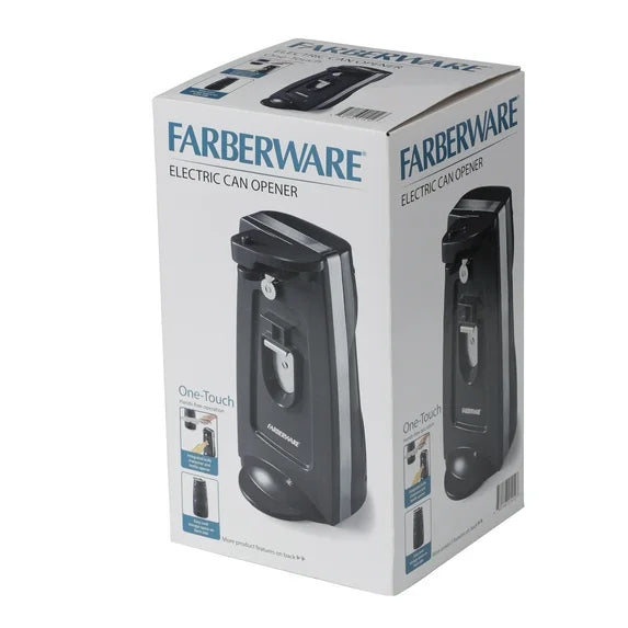 Farberware Electric Can Opener & Knife Sharpener, Bottle Opener with Removable Cutting Lever Black