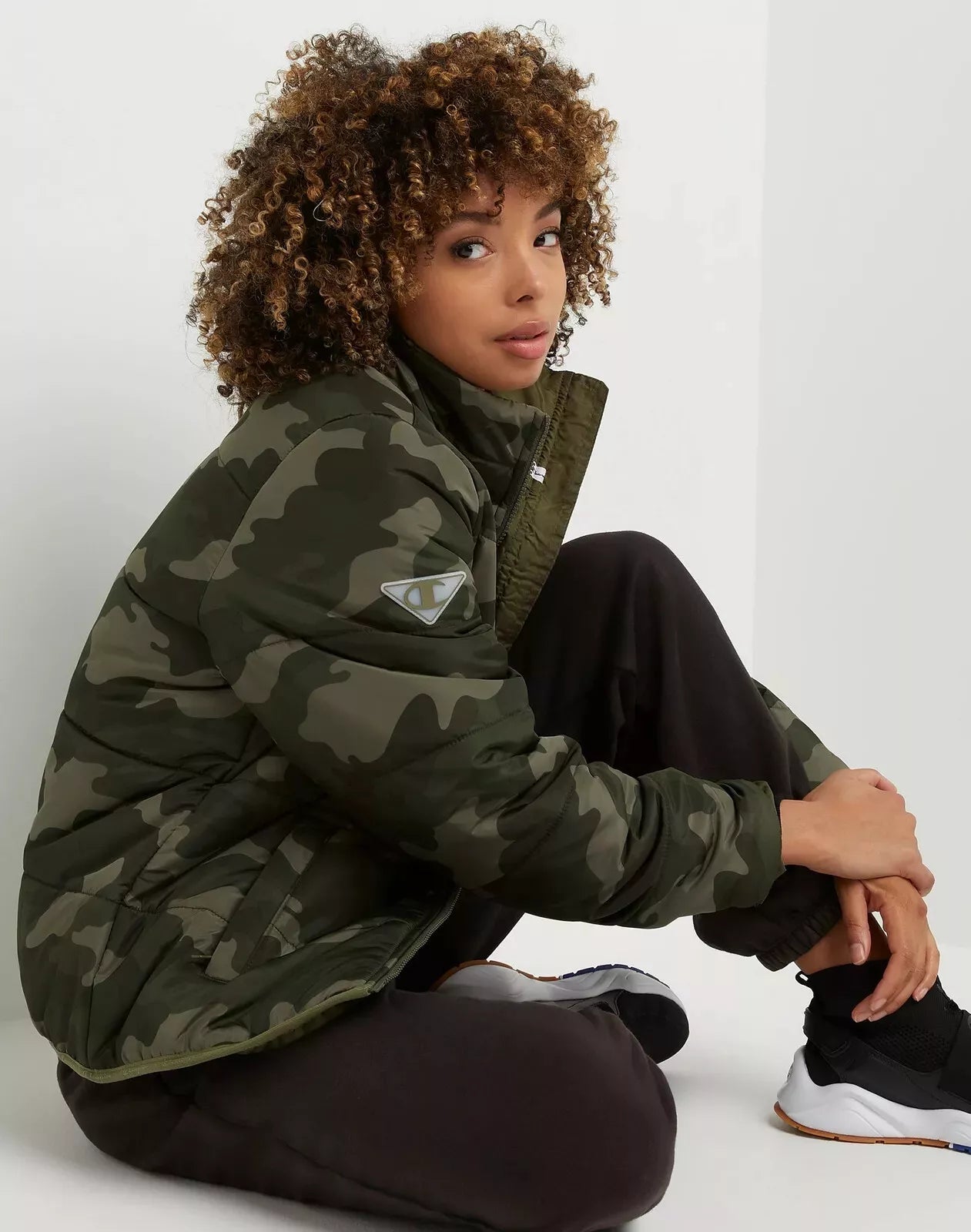 Champion Puffer Women's Jacket Lightweight Recycled Fill Camo Cargo Olive (Pick Size)
