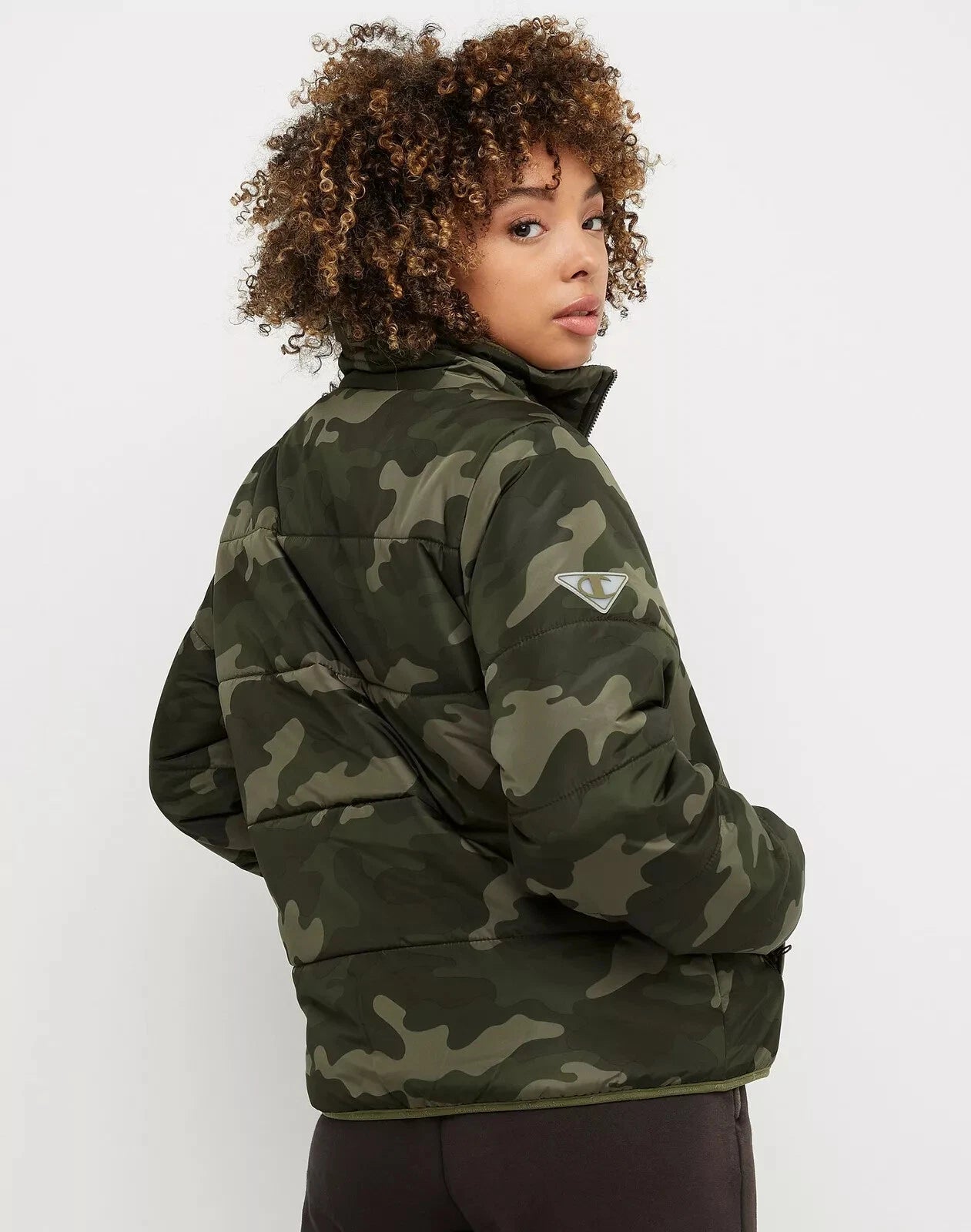 Champion Puffer Women's Jacket Lightweight Recycled Fill Camo Cargo Olive (Pick Size)