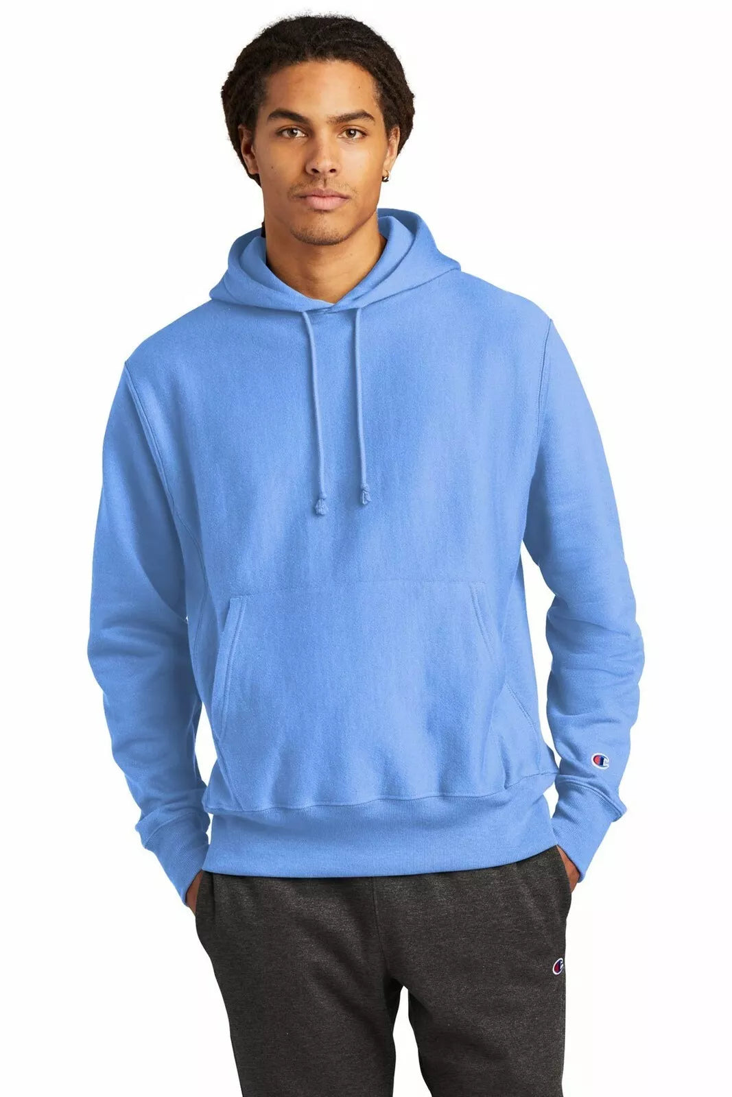 Champion S101 Mens Reverse Weave Fleece Pullover Hoodie Carolina Blue (Pick Size)