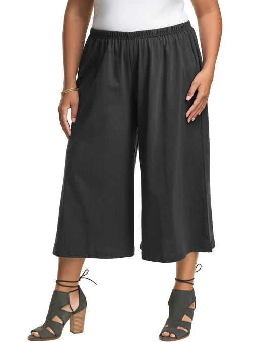 JMS Knit Studios Jersey Lightweight Matchable Plus Size Split Skirt 100% Cotton Black (Pick Size 1X-5X)