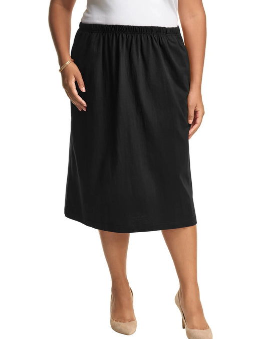 JMS Knit Studios Jersey Lightweight Matchable Plus Size A-Line Skirt 100% Cotton Black (Pick Size 1X-5X)