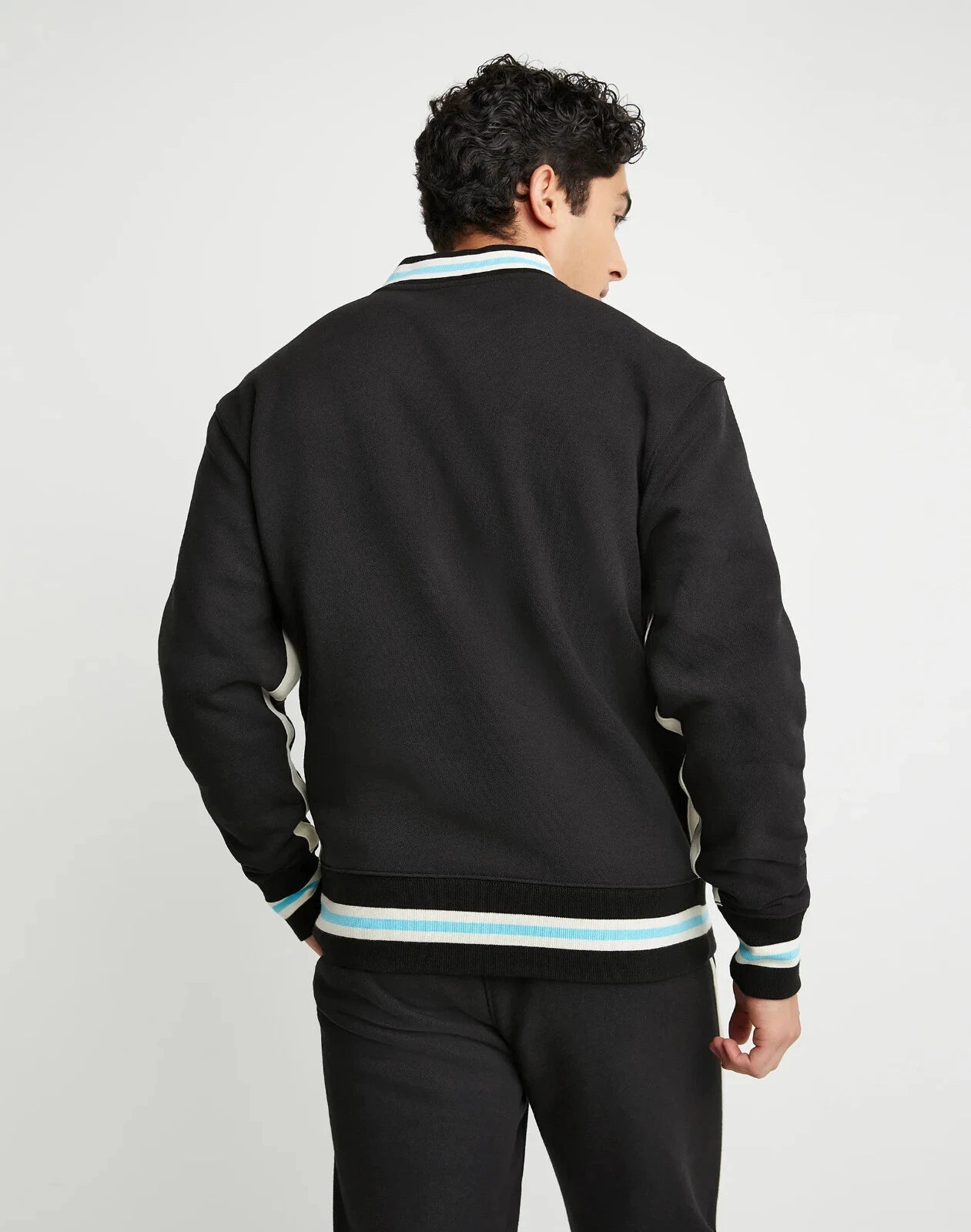 Champion V74895 Men's Champion Reverse Weave 1/4 Zip Embroidered Track Letter Jacket Black (Pick Size)
