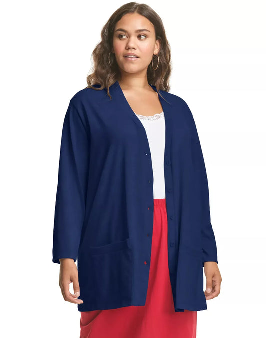JMS Knit Studios Jersey Lightweight Matchable Plus Size Button Cardigan Sweater Navy (Pick Size 1X-5X)