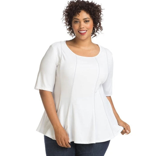JMS Maria Gabrielle Women's Plus Size Peplum Top White  (Pick Size 2X-4X)