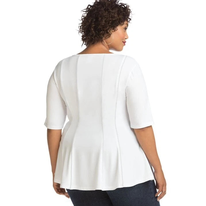 JMS Maria Gabrielle Women's Plus Size Peplum Top White (Pick Size 2X-4X)
