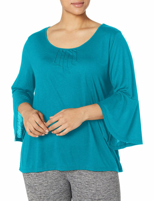 Just My Size OJ938 Women's Plus Size Pintuck Top Shirt Ocean Depths (Pick Size 1X-5X)