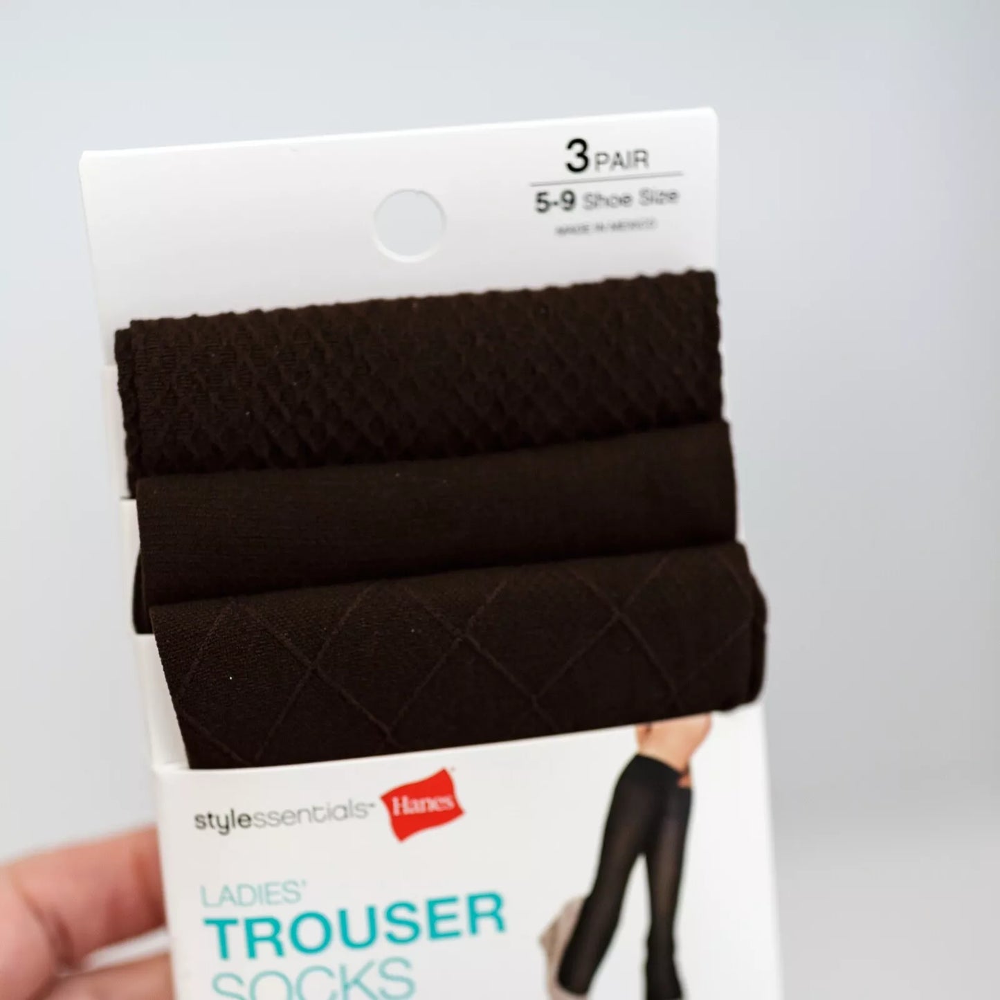 Hanes Q01034 Women's Style Essentials Ladies Trouser Socks 3-Pack Dark Brown Fits Shoe Sizes 5-9