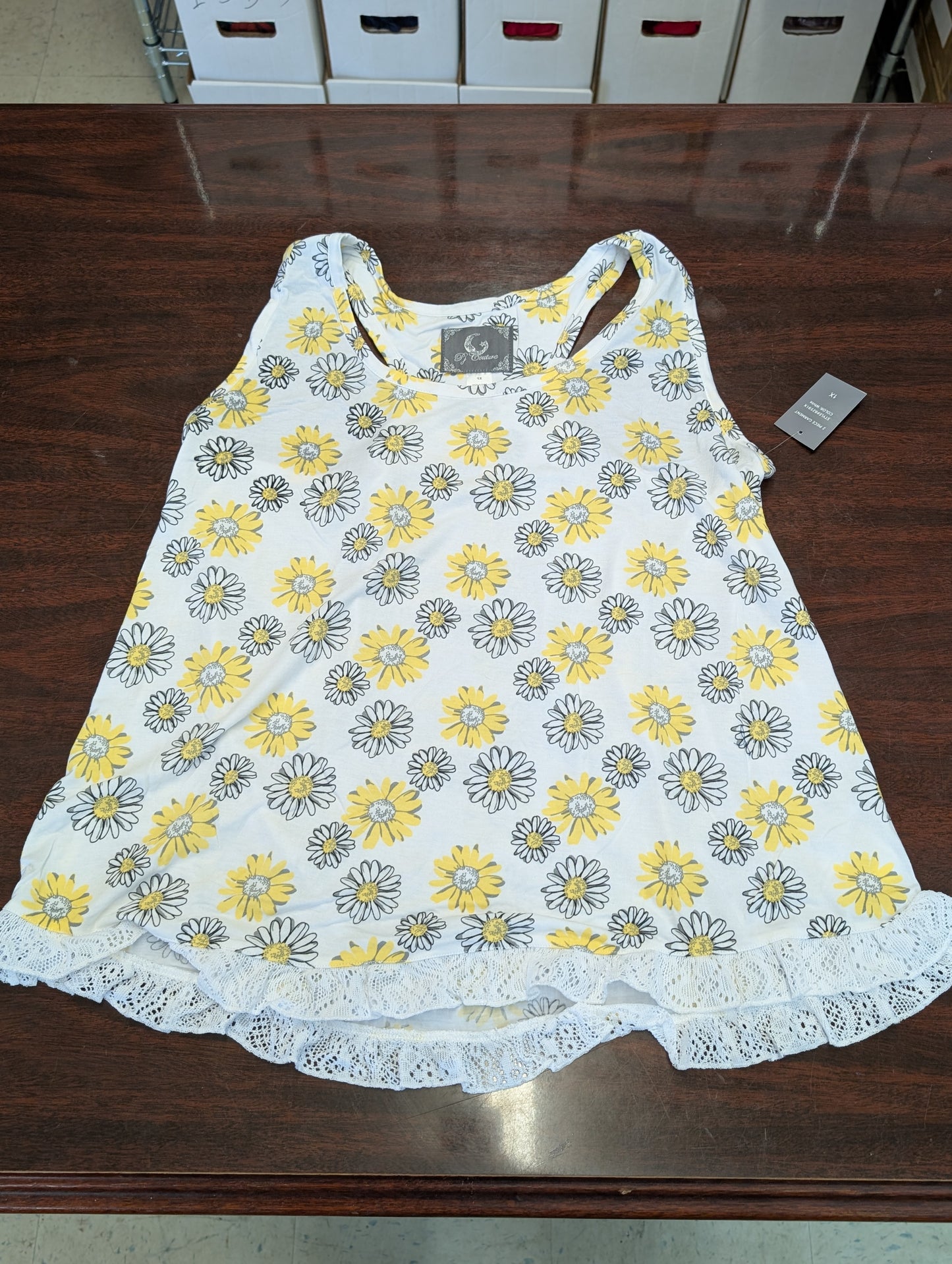 PJ Couture Women's Two Piece Shorts Tank Sleepwear PJ Sets Sunflower PLUS SIZES