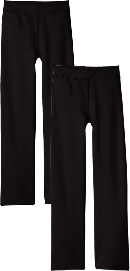 Hanes OK2822 Hanes Girls' Open Leg Fleece Sweatpant 2-Pack Black (Pick Size)