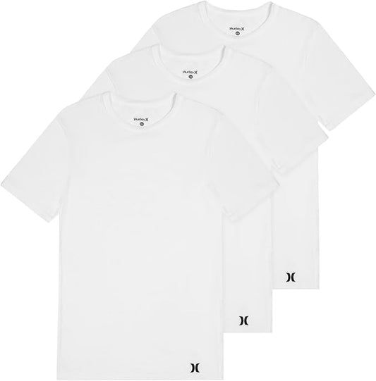 Hurley Men's 3 Pack Cotton Crewneck Short Sleeve WHITE T-Shirt (Pick Size)