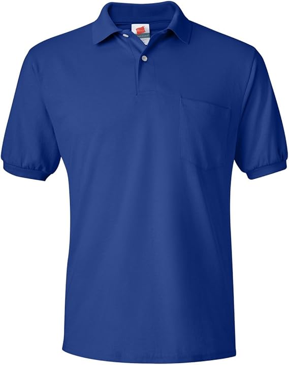 Hanes 0504 Men's Ecosmart Jersey Polo Shirt with Pocket (Only Large & 4X Left)