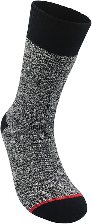 Avalanche Men's Soft Lined Hiking Thermal Crew Socks 1-Pack Charcoal/Black Shoe Sizes 8-12