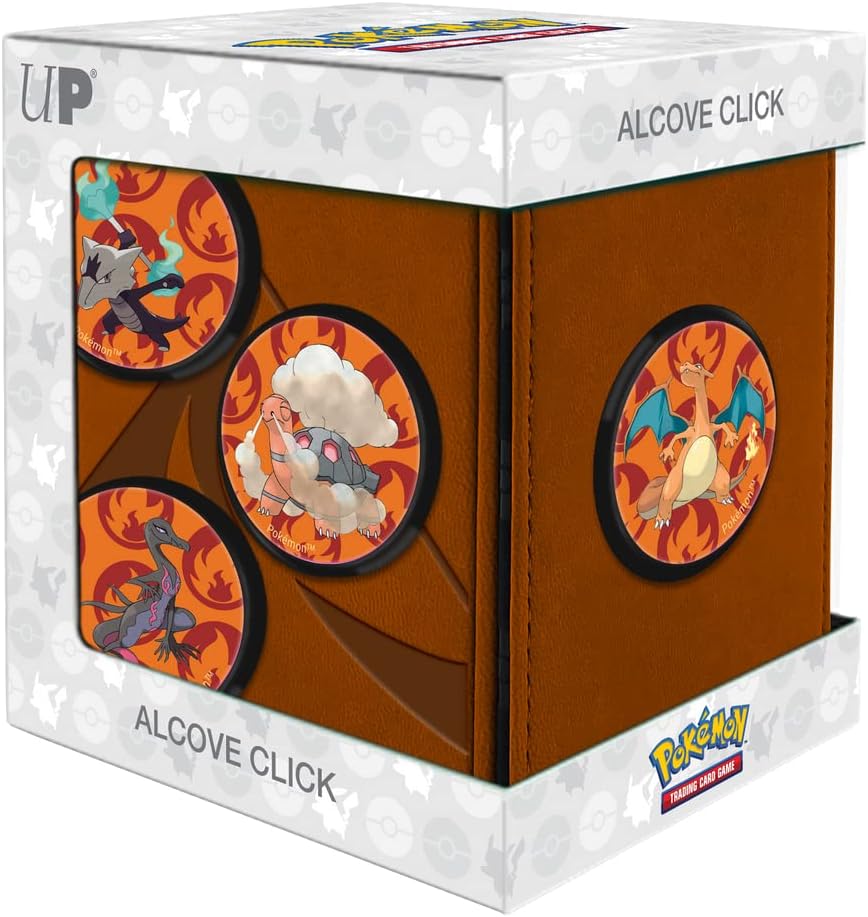 Pokemon Ultra Pro Scorching Summit Charizard Alcove Click Deck Box - Protect & Store 100+ Double Sleeved Cards