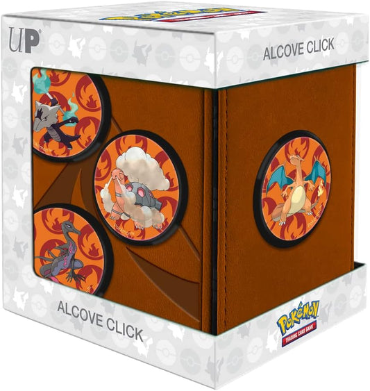 Pokemon Ultra Pro Scorching Summit Charizard Alcove Click Deck Box - Protect & Store 100+ Double Sleeved Cards