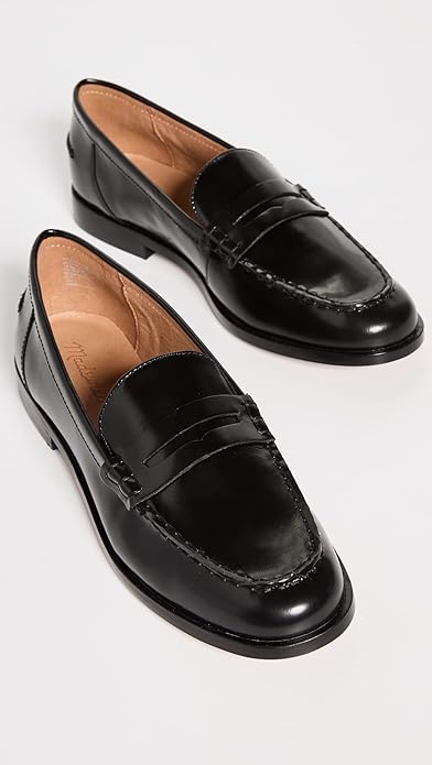 Madewell NJ255 Women's The Nye Penny Loafer In Leather True Black (Pick Size)