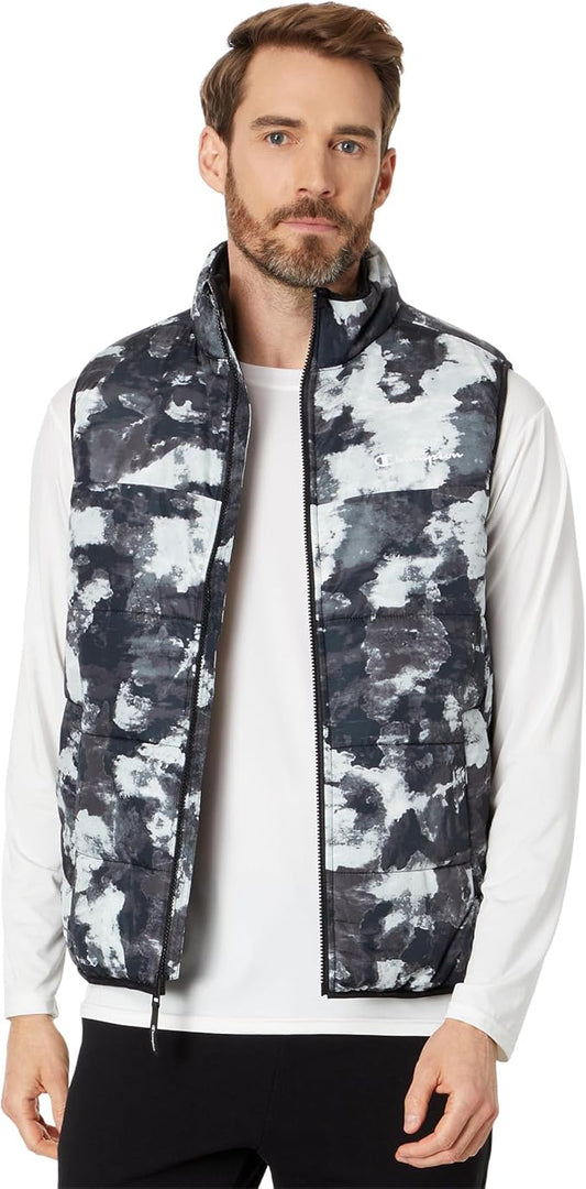 Champion V74729 Men's All Over Print Puffer Vest Hyperwash Black (Only Medium & Large Left)