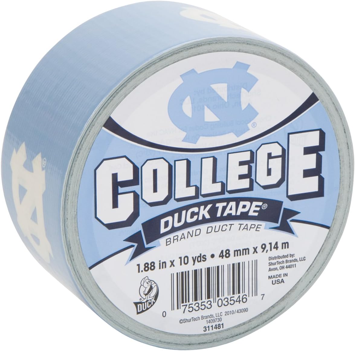 Duck Brand 240279 University of North Carolina College Logo Duct Tape, 1.88-Inch by 10 Yards, Single Roll