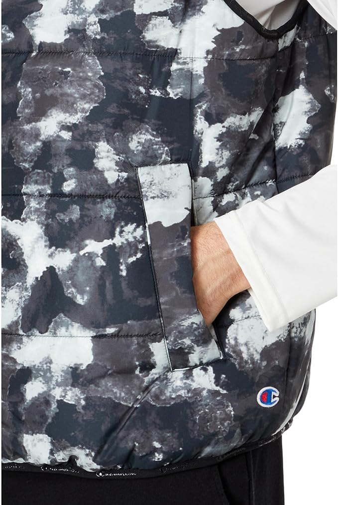 Champion V74729 Men's All Over Print Puffer Vest Hyperwash Black (Only Medium & Large Left)