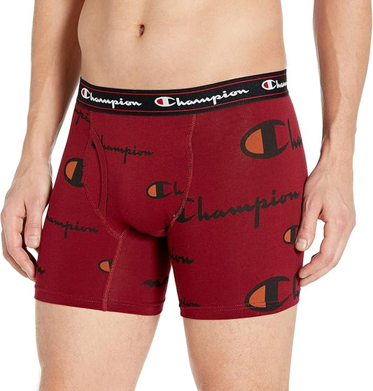 Champion 4605P9 Men's Life Printed Logo Boxer Brief Cherry Pie MEDIUM
