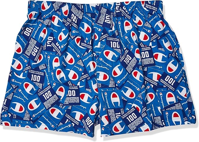 Champion 4613 Men's Champion Joker Print Knit Boxer Blue MEDIUM ONLY
