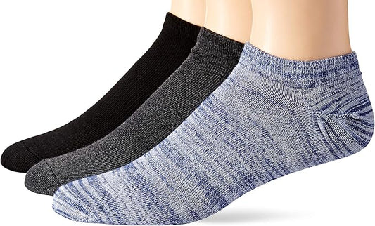 Hanes HT6L3 Men's 1901 Heritage Super Low No Show Socks 3-Pack Fits Shoe Sizes 6-12