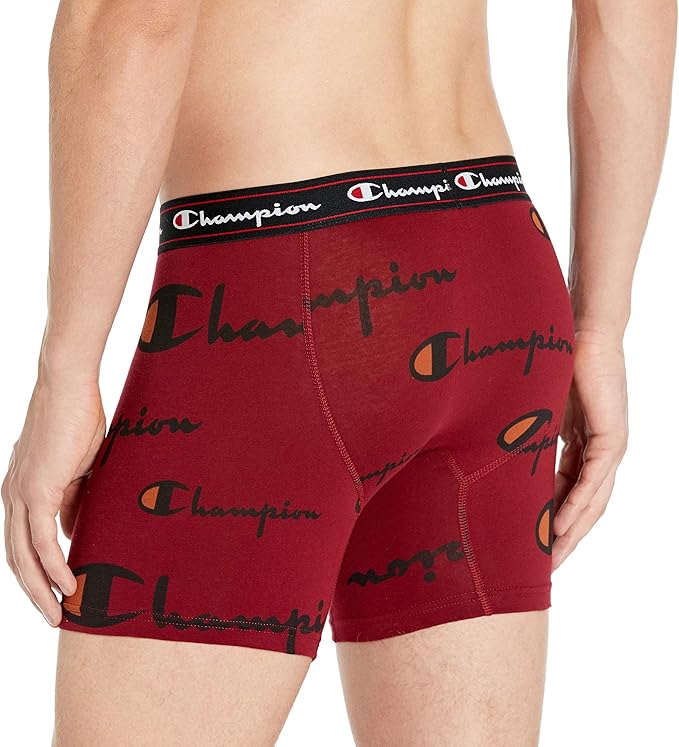 Champion 4605P9 Men's Life Printed Logo Boxer Brief Cherry Pie MEDIUM