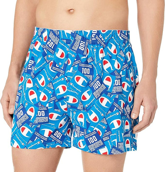 Champion 4613 Men's Champion Joker Print Knit Boxer Blue MEDIUM ONLY